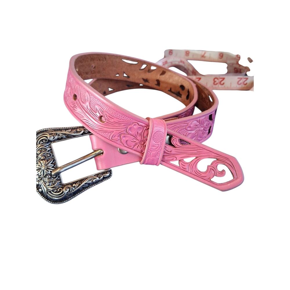 Shyanne Western Leather Girls size 26 Western Cowgirl Coquette Rodeo‎ Pink Belt - Picture 7 of 9